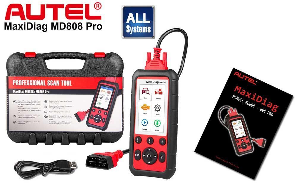 Outil de diagnostic multimarque (Valise diagnostic, obd2) AUTEL MaxiDIAG - ref. MD808 PRO
